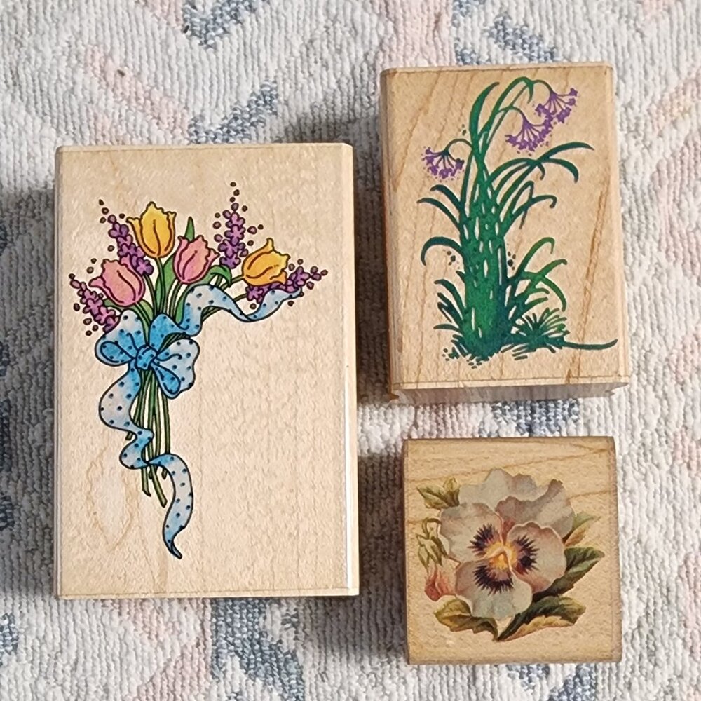 Tulip Corner, Wildflower Greens & Pansy Blossom Stamps
